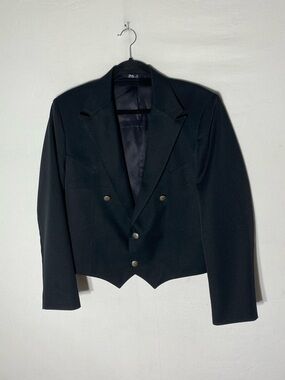Vintage Circle S Black Western Tailored Double Breasted Cropped Blazer 42R